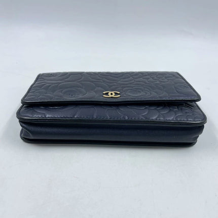 Sold Chanel Wallet On Chains WOC Classic Navy Camelia Flower
