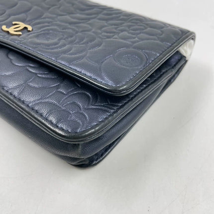 Sold Chanel Wallet On Chains WOC Classic Navy Camelia Flower