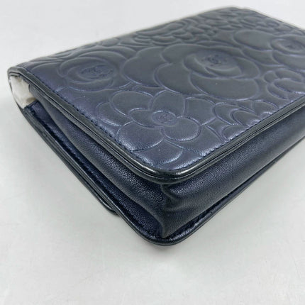 Sold Chanel Wallet On Chains WOC Classic Navy Camelia Flower