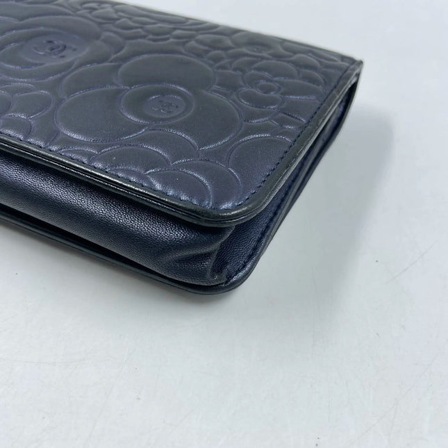 Sold Chanel Wallet On Chains WOC Classic Navy Camelia Flower