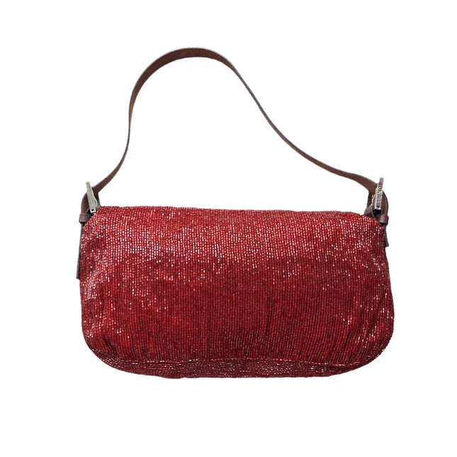 Sold Fendi Baguette Red Glittering Beads Shoulder Bag