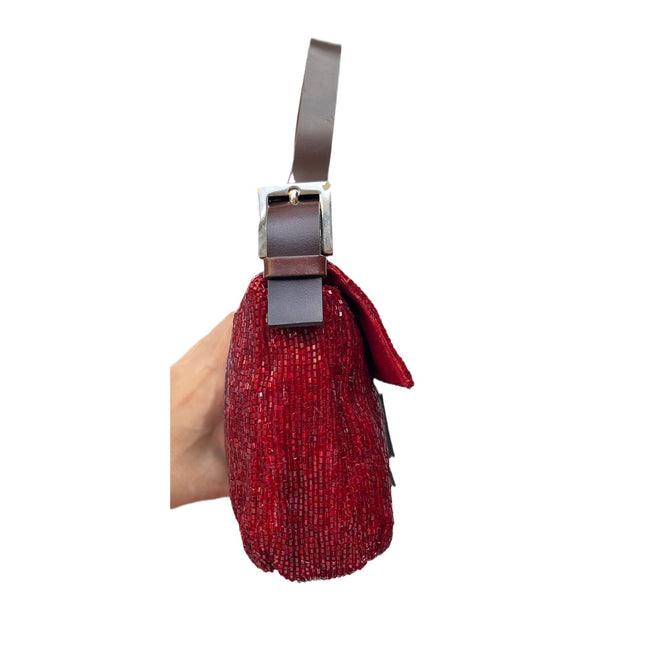 Sold Fendi Baguette Red Glittering Beads Shoulder Bag