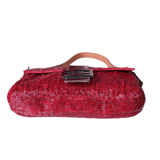 Sold Fendi Baguette Red Glittering Beads Shoulder Bag