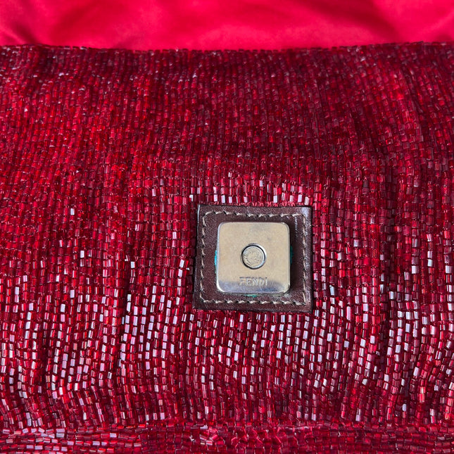 Sold Fendi Baguette Red Glittering Beads Shoulder Bag