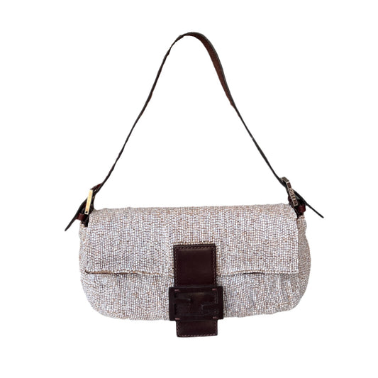 Fendi Baguette Shoulder bag with Cream Beads-Luxbags