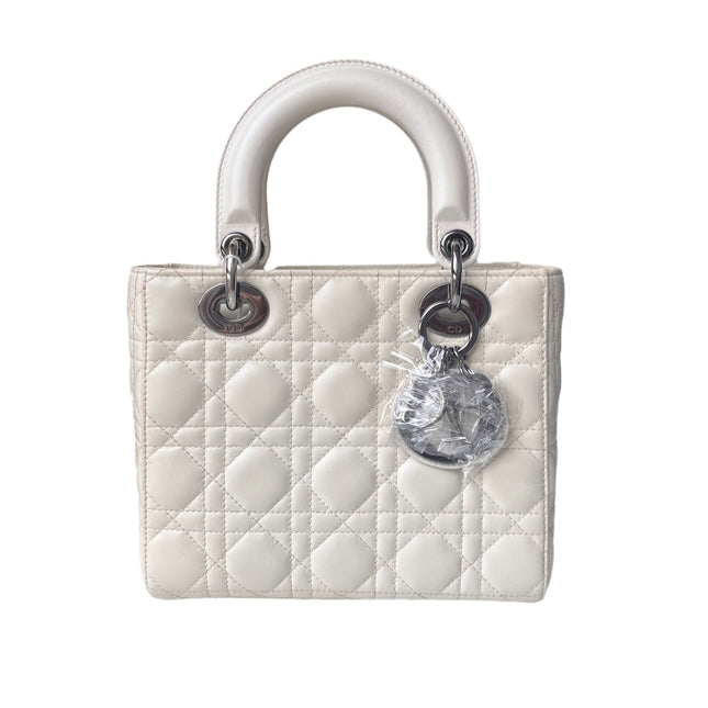 Sold Lady Dior Small My Abcdior White Ecru Lambskin Cannage Leather-Luxbags