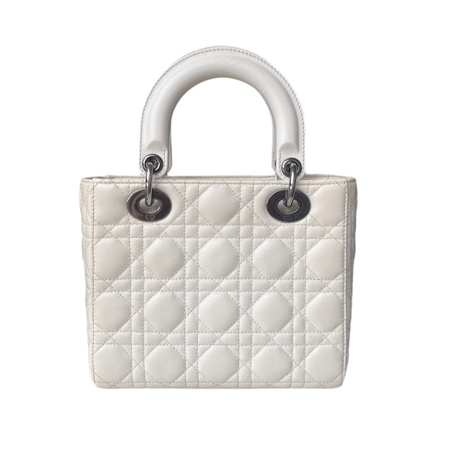 Sold Lady Dior Small My Abcdior White Ecru Lambskin Cannage Leather