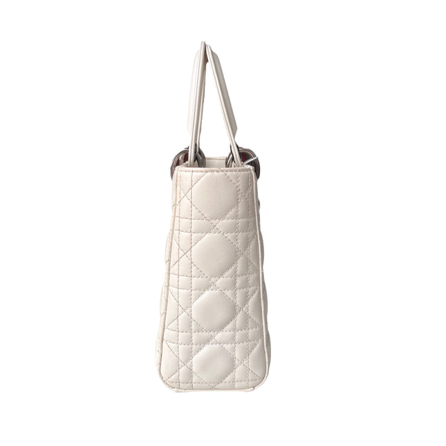 Sold Lady Dior Small My Abcdior White Ecru Lambskin Cannage Leather