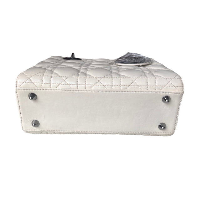 Sold Lady Dior Small My Abcdior White Ecru Lambskin Cannage Leather