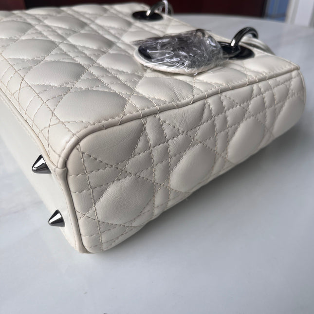 Sold Lady Dior Small My Abcdior White Ecru Lambskin Cannage Leather