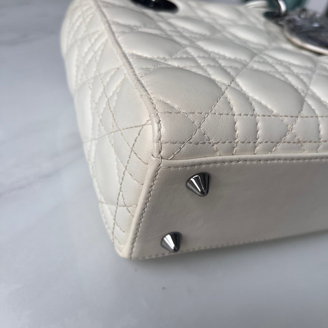 Sold Lady Dior Small My Abcdior White Ecru Lambskin Cannage Leather