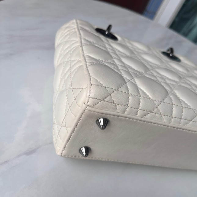 Sold Lady Dior Small My Abcdior White Ecru Lambskin Cannage Leather