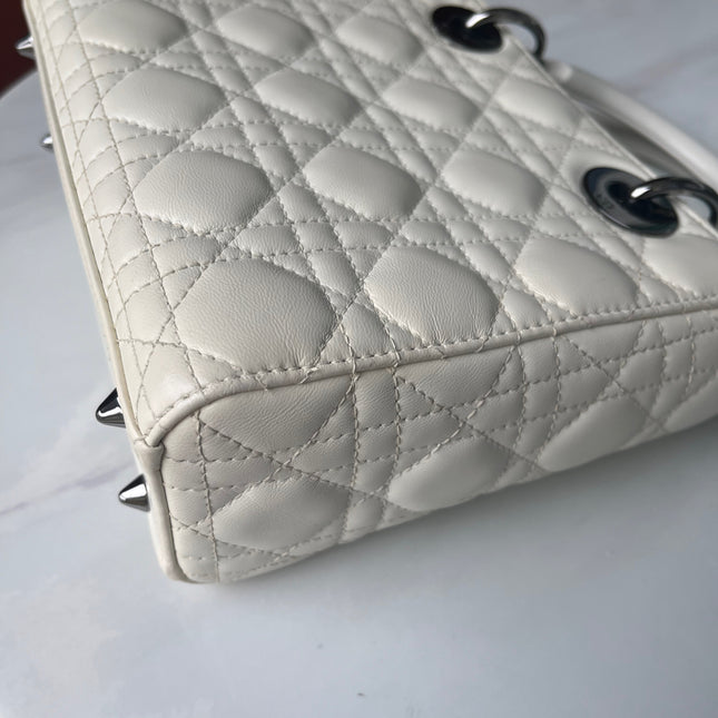 Sold Lady Dior Small My Abcdior White Ecru Lambskin Cannage Leather
