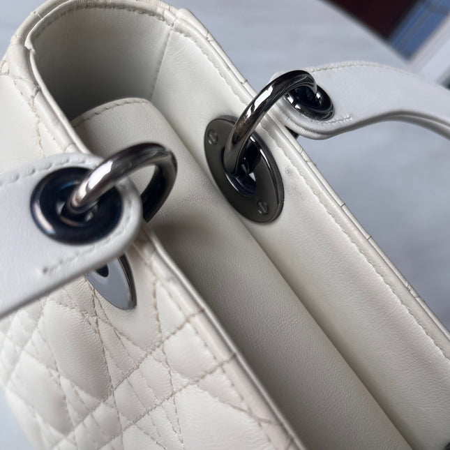 Sold Lady Dior Small My Abcdior White Ecru Lambskin Cannage Leather