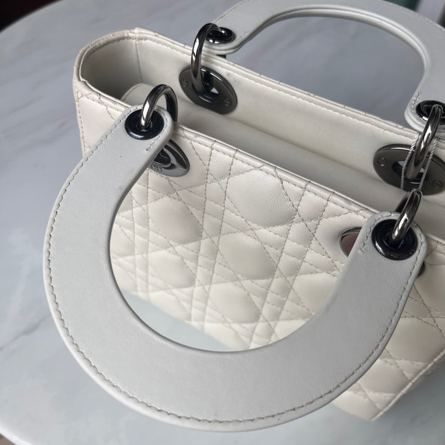 Sold Lady Dior Small My Abcdior White Ecru Lambskin Cannage Leather