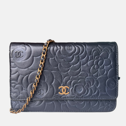 Sold Chanel Wallet On Chains WOC Classic Navy Camelia Flower-Luxbags