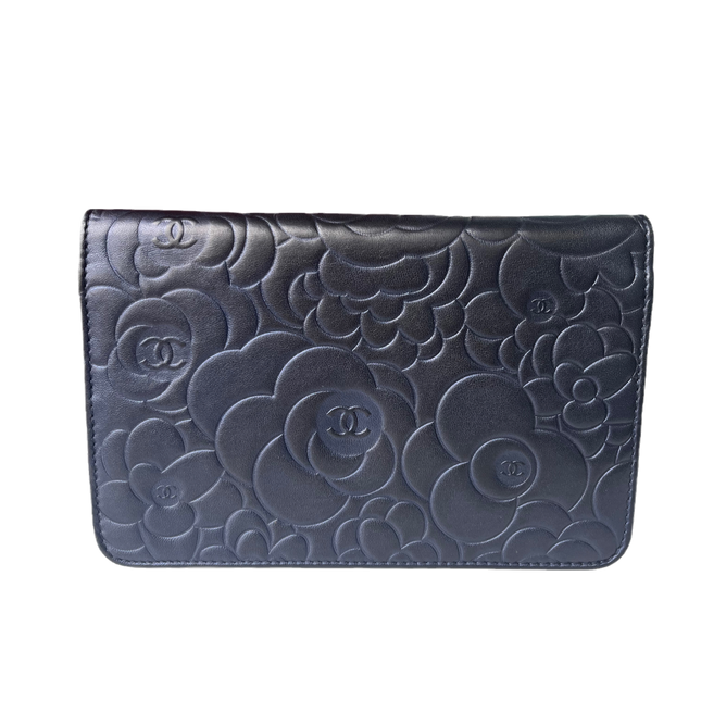 Sold Chanel Wallet On Chains WOC Classic Navy Camelia Flower