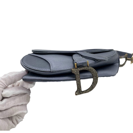 Sold Dior Saddle Mini Silk Greyish Blue with crystals