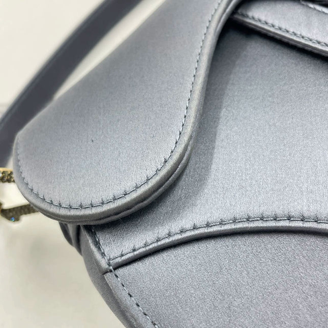 Sold Dior Saddle Mini Silk Greyish Blue with crystals