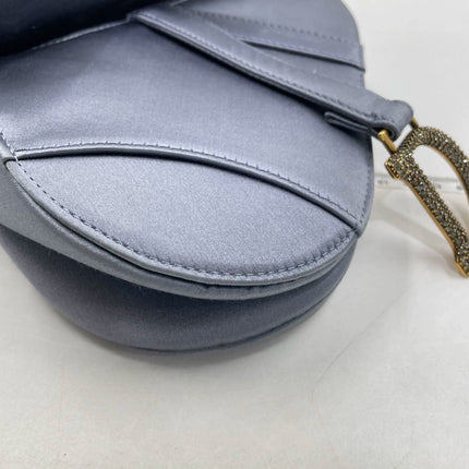 Sold Dior Saddle Mini Silk Greyish Blue with crystals