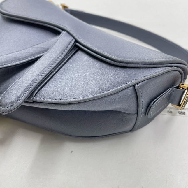 Sold Dior Saddle Mini Silk Greyish Blue with crystals