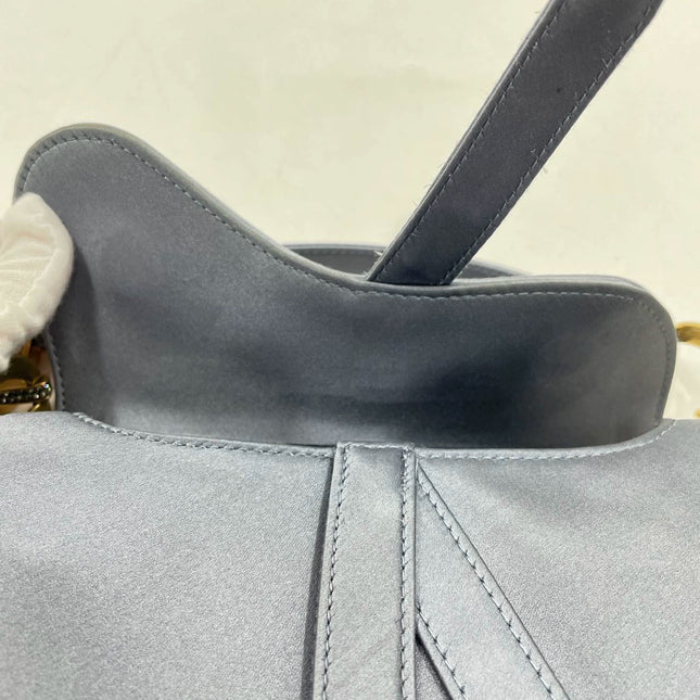 Sold Dior Saddle Mini Silk Greyish Blue with crystals
