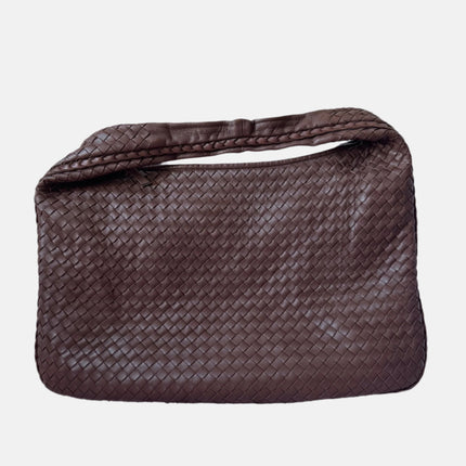 Bottega Veneta Veneta Hobo Intrecciato Purple Brown 45cm Lambskin Leather-Luxbags