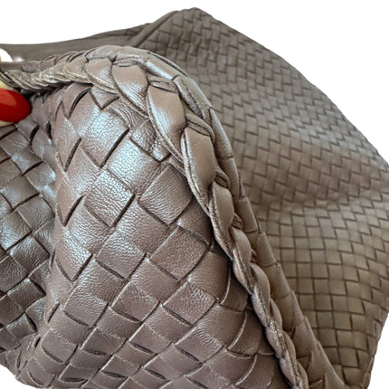 Bottega Veneta Veneta Hobo Intrecciato Purple Brown 45cm Lambskin Leather