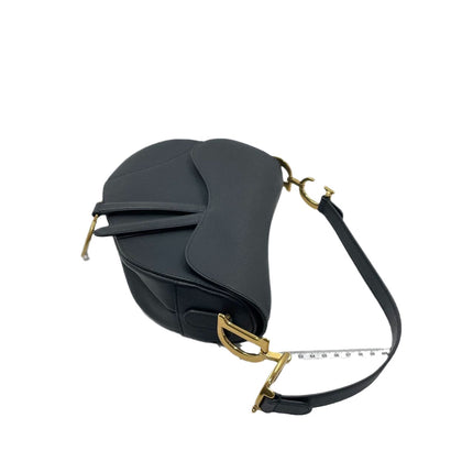 Sold Dior Saddle Black Medium Grained Leather Handbag with Gold Hardware