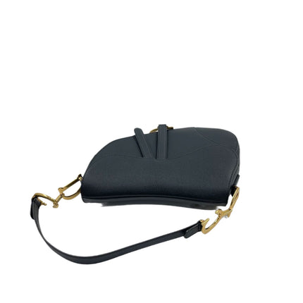 Sold Dior Saddle Black Medium Grained Leather Handbag with Gold Hardware