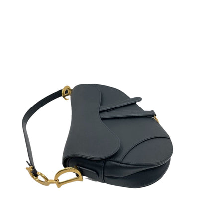 Sold Dior Saddle Black Medium Grained Leather Handbag with Gold Hardware