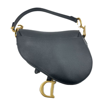 Sold Dior Saddle Black Medium Grained Leather Handbag with Gold Hardware