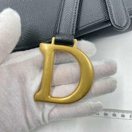 Sold Dior Saddle Black Medium Grained Leather Handbag with Gold Hardware