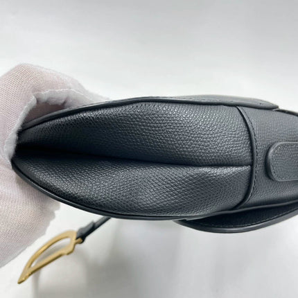 Sold Dior Saddle Black Medium Grained Leather Handbag with Gold Hardware