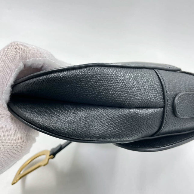 Sold Dior Saddle Black Medium Grained Leather Handbag with Gold Hardware