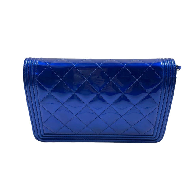 Sold Chanel Boy WOC Wallet on Chain Half Flap Blue Patent Leather