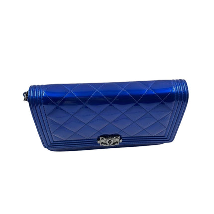 Sold Chanel Boy WOC Wallet on Chain Half Flap Blue Patent Leather