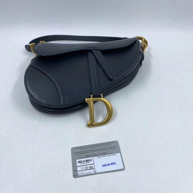Sold Dior Saddle Medium leather Black Smooth Leather