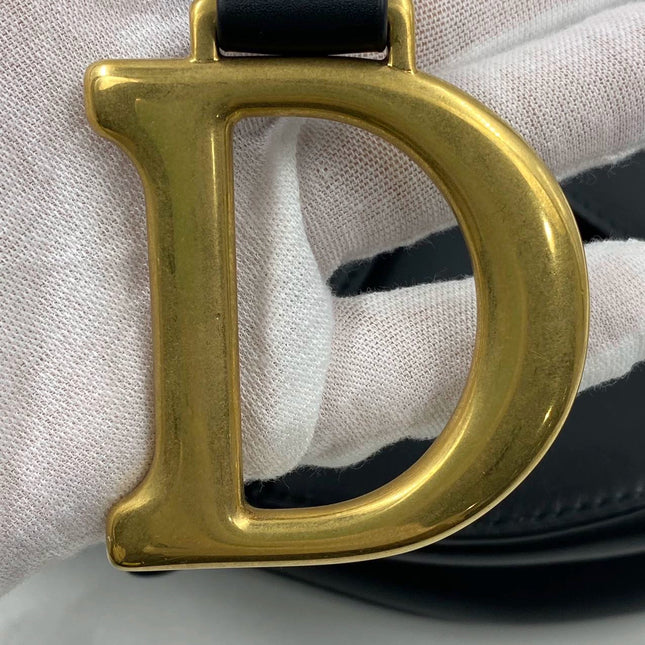 Sold Dior Saddle Medium leather Black Smooth Leather