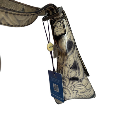 Fendi Mamma Baguette Blue White Flower Embossed Shoulder Bag