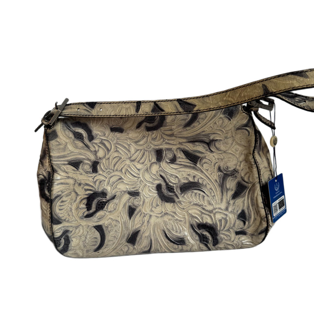 Fendi Mamma Baguette Blue White Flower Embossed Shoulder Bag