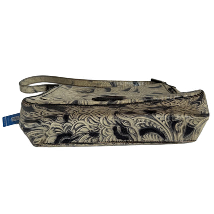 Fendi Mamma Baguette Blue White Flower Embossed Shoulder Bag