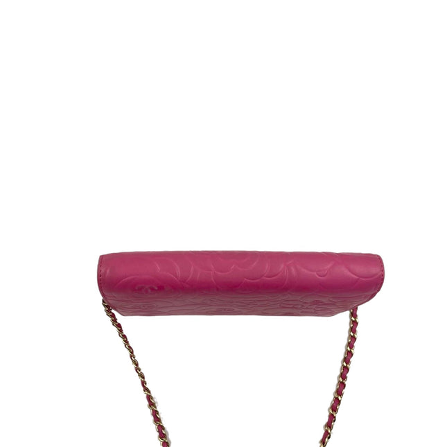 Sold Chanel Wallet On Chains WOC Classic Pink Camelia Flower Embossed