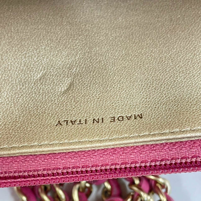 Sold Chanel Wallet On Chains WOC Classic Pink Camelia Flower Embossed