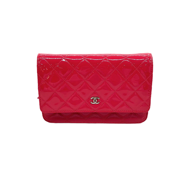Chanel Classic WOC Wallet on Chain Fuchsia Patent Leather-Luxbags
