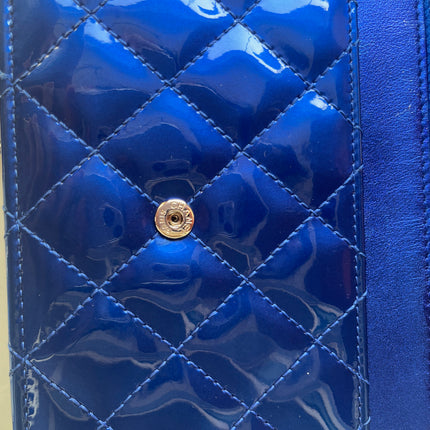 Sold Chanel Boy WOC Wallet on Chain Half Flap Blue Patent Leather