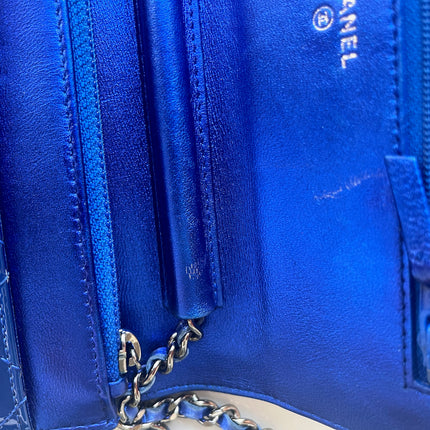 Sold Chanel Boy WOC Wallet on Chain Half Flap Blue Patent Leather