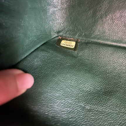 Chanel Classic Flap Jumbo Green Patent Leather Silver Hardware
