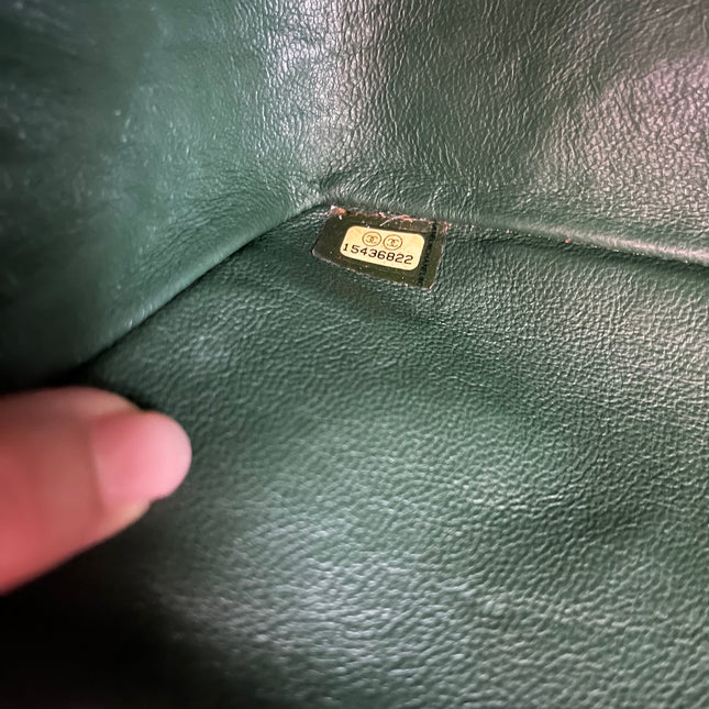 Chanel Classic Flap Jumbo Green Patent Leather Silver Hardware