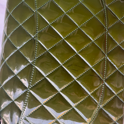 Chanel Classic Flap Jumbo Green Patent Leather Silver Hardware